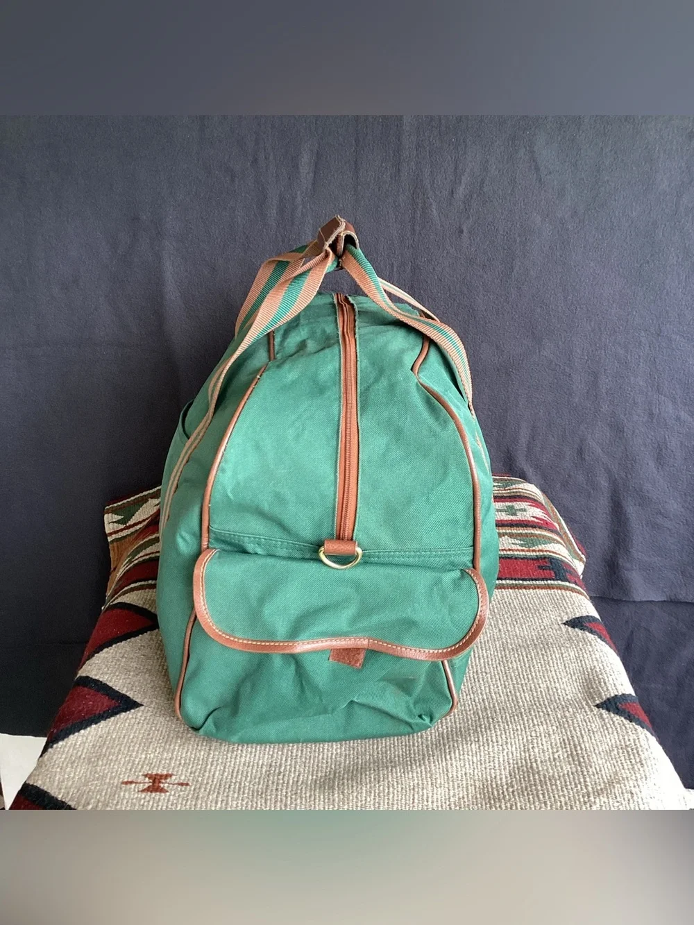Vintage Polo Ralph Lauren 90s green duffel bag weekender zip